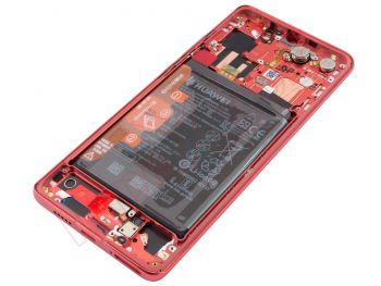 Pantalla completa Service Pack OLED negra con marco rojo / ambar para Huawei P30 Pro, VOG-L29